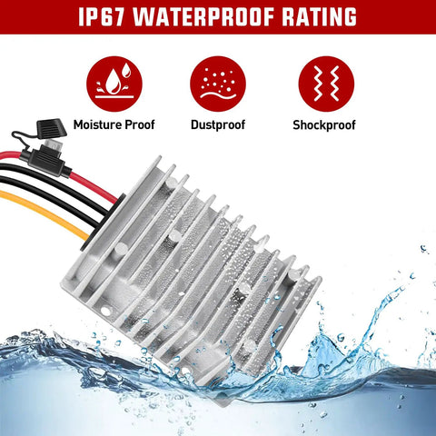 48V 36V To 12V Voltage Converter 360W 30A Regulator Step Down To 12V DC waterproof, dustproof in water test