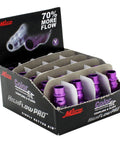 Milton Colorfit HighFlowPRO V-style purple plugs, front view, 1/4 in NPT male, box of 20