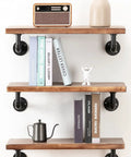 Beefy Wall Hanging Shelf Brackets Set Of 6 Heavy Duty Rustic Black Metal Pipe Brackets For DIY Open Shelving Displayed