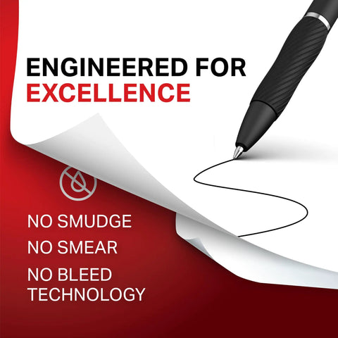 Close-up of the black Goes On Like Butter Gel Pens 0.7 Mm showcasing no smear technology for seamless writing.