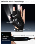 Rechargeable Flashlight Gloves For Men Ultra Bright 3-Finger LED Waterproof Finger Lights wrist strap dimensions