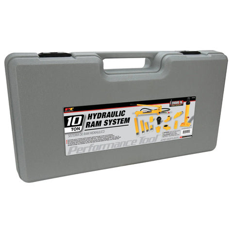 Heavy Duty 10 Ton Hydraulic Collision Repair Kit With 20000 LB Load Capacity Featuring Hand Pump Extenders Spreader Ram And V Base For Knocking Out Auto Body Dents And Frame Straightening Garage Jobs