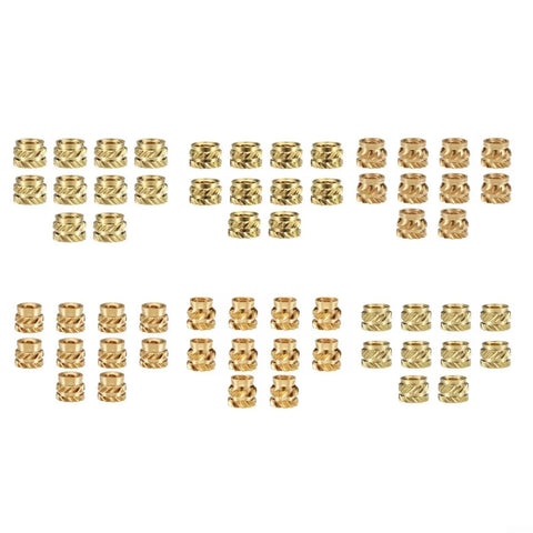 Top Tier Brass Knurled Heat Set Threaded Inserts For 3D Prints And Thermoplastics displayed in organized rows.