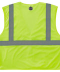 Back view of Unisex Adult Hella Visible Class 2 Safety Vest Crafted From Comfy Breathable Mesh Fabric in lime green.