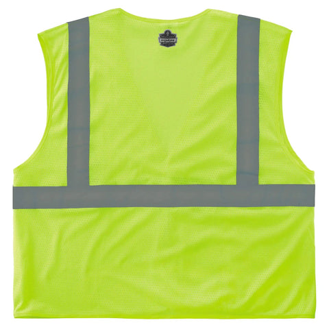 Back view of Unisex Adult Hella Visible Class 2 Safety Vest Crafted From Comfy Breathable Mesh Fabric in lime green.