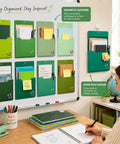 8 Pack Extra Large Magnetic File Holders For Fridge And Wall Organizer 15.7 X 9.1 X 1 Inches Green Set with documents