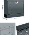 Locking Wall Mounted Mailbox Built Tough From Galvanized Steel, Large Capacity Postbox With 4 Keys, Weatherproof Anthracite Gray Finish