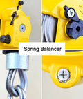 Solid As A Rock Retractable Spring Balancer Tool Hanger Bracket with close-up of the heavy-duty hook and cable components.