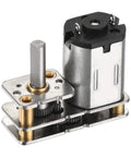 6V Micro DC Gearbox Motor With 200 RPM, 1 To 100 Reduction, silver metal housing, showing 10mm output and 3mm shaft