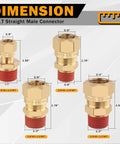 Dimensions of Five Pack Air Brake Nylon Tubing Brass Union Fittings Three Eighths Inch Tube Outside Diameter To One Fourth Inch NPT Thread Straight Compression Fittings For Nylon Hose DOT Approved For Truck Trailers
