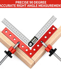 Heavy Duty Corner Clamps For Woodworking, 4 Pack 5.5 Inch Aluminum Right Angle Positioning Squares in use with wood.