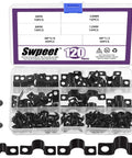 All In One 120Pcs Two Hole U Bracket Clamp Kit With Self Tapping Screws for Pipe or Cable Fixing in plastic box