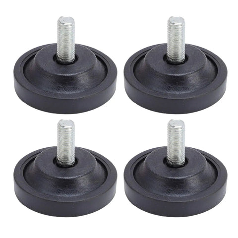 Four heavy duty rubber feet levelers for furniture protection and stability, 58mm diameter screw on no slip floor protectors for chairs tables and desks