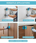 Hinge Jig And Latch Install Kit For Quick Door Install Precise Positioning With Built In Spirit Level in use on cabinets
