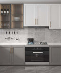 Modern kitchen with grey cabinets featuring 15 Pack 3 Inch Champagne Bronze Cabinet Handles For Kitchen Cabinets, Drawer Pulls And Dresser Drawers