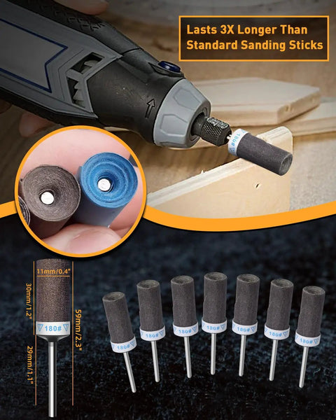 40Pcs Reusable Sanding Rolls And Sticks Kit For Rotary Tool One Eighth Inch Shank Pro Grade 180 Grit Dry And Wet Abrasive Cylinders