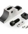 Heavy Duty M8 Side Clamp For Milling Machine CNC Workholding Fixture showing clamp body and screws laid out for assembly.