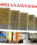 50 Piece Drill Bit Set For Wood Plastic Aluminum And Steel With PCB Shank Kit Perfect For DIY Enthusiasts, arranged by size