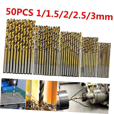 50 Piece Drill Bit Set For Wood Plastic Aluminum And Steel With PCB Shank Kit Perfect For DIY Enthusiasts, arranged by size