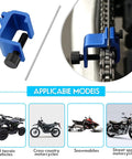 Rugged Chain Alignment Tool for Motorcycles and ATVs, blue clamp mount on sprocket, fits most bikes and quads for smooth ride