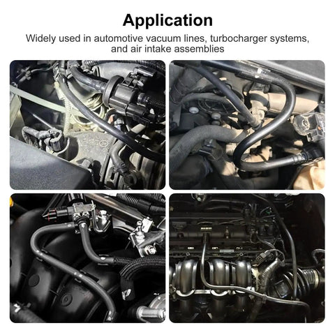 Durable 10-Foot Black Silicone Vacuum Hose used in automotive vacuum lines and turbocharger systems
