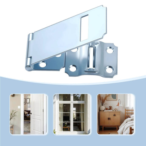 Six Pack Door Hasp And Latch Locks Set Three And One Half Inch extra thick steel hasp clasp with screws zinc plated finish