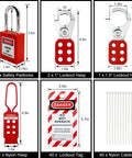 Heavy Duty Lockout Tagout Station Kit With Four Hasps Forty Tags Twenty Locks Numbered 1 To 20 Big Metal Station For Industrial Safety And LOTO On The Job Site Perfect For Construction And Maintenance Crews components displayed with dimensions.