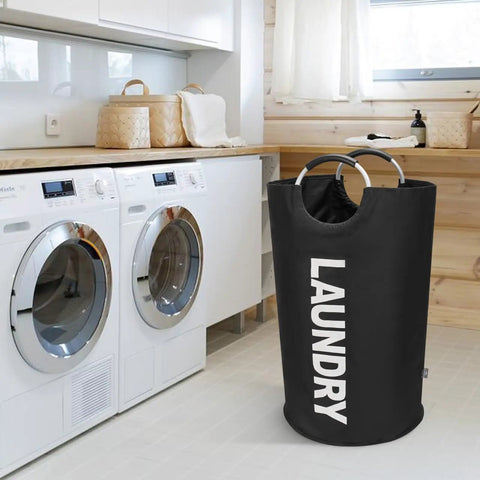 Hella Spacious 90L Collapsible Laundry Hamper Legit Heavy Duty Oxford Fabric Wash Basket With Soft Foam Grip Handle Easy Wipe Clean Folding Storage Bin In Thick Black