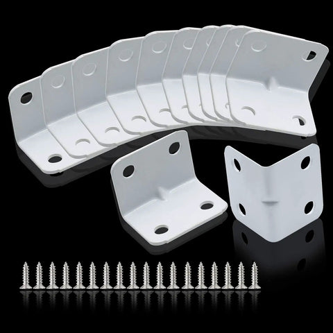 Built Tough Rock Solid L Brackets For Shelves Heavy Duty Wall Mount Corner Supports 24 Pc White Painted Steel with Screws