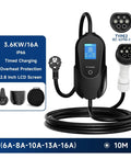 Portable 3600W Electric Vehicle Charger With Type 1 And Type 2 Sae J1772 Connector Wifi Bluetooth Evse Charging Cable road trip ready with LCD screen.