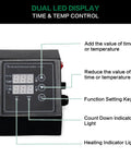 Close-up of dual LED display on 1400W Heat Press Powerhouse With K Type Temperature Controller And LED Time Display 15x15 Inch