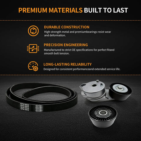 Must Have Drive Belt Tensioner Kit With Serpentine Belt And Idler Pulley To Fix That Rattling Sound, Perfect For Ram 1500 And Classic Models From 2013 To 2022 V8 5.7L Ohv Engine Only Replaces 38323 serpentine belt and pulley kit