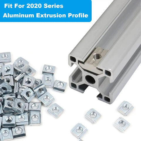 100Pcs M5 Sliding T Nuts For 20X20 Aluminum Extrusion 6mm T Slot Easy End Load Install Metric M5 Thread Zinc Plated Hardware