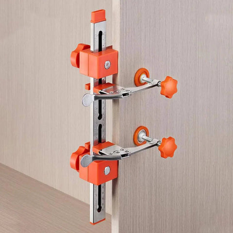 Drawer Slide Jig Kit With Magnetic Arm Punch Locator for effortless cabinet hardware alignment on wooden surface