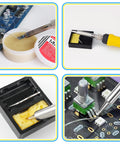 Beast DIY 80W Soldering Gun Kit with Adjustable Temperature, various views of soldering tips, stand, and tweezers in use