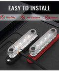 Heavy Duty 12 Volt Bus Bar Power Distribution Block with Six Sixteenth Inch Terminal Studs M8 installed in setup
