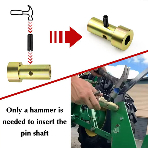 Hammer inserting bushing in Category 1 Quick Hitch Adapter Kit Beefy With 3 Point Tractor Bushings Easy Mount Conversion