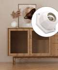 Self Adhesive Furniture Casters White 4 Pack Featuring Hella Smooth Rolling Wheels on a wooden cabinet for easy mobility.