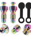 Badass Titanium Alloy Brake Bleeder Screw Set With Dust Caps For Motorcycles Mountain Road Bikes Dirt Rig, lightweight and colorful design.