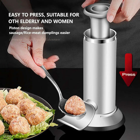 2 In 1 Vertical Sausage Stuffer And Meatball Maker Kit For Home And Small Business Use, Manual Sausage Press With Dual Tubes