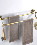 Antique Brass Adjustable Double Towel Bar Wall Mount Rack For Bathroom, Retractable Towel Holder With Space Saving Design
