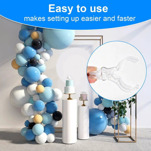 Awesome 10Pc Balloon Arch Clips With 100pcs Clear Party Balloons Heavy Duty Transparent Spring Clamps Durable Tying Ties Stand Strip Kit For Birthday Wedding Decoration Crafts DIY Bash Setup, clear clip close-up