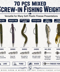 Slick Screw In Nail Fishing Weights Kit For Neko Rigs Soft Plastic Lures And Wacky Hooks with various lure types and weights.