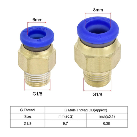 Close-up of Y connector quick fittings for Rugged Heavy Duty Industrial Pneumatic Air Cylinder 20mm Bore 75mm Stroke MAL 20x75