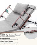 Electric Adjustable Bed Backrest Lift Assist With Smooth Recline Control 4 To 68 Degrees Remote Controller for upper body support with slip-resistant handrail.