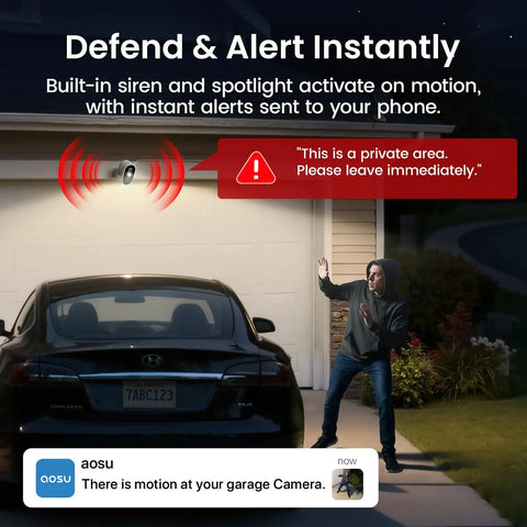 Solar Security Cameras Wireless Outdoor Home System With True 2K HD Video, Cross Camera Tracking, built-in siren and alert at night