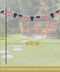 2 Pack 10Ft Spiral Screw In Outdoor String Light Poles For Patio And Garden No Fuss Install Durable Poles That Resist Shaking And Dumping Ideal For Backyard Parties And Bistro Lighting, diagram showing height and distance between poles with flags.