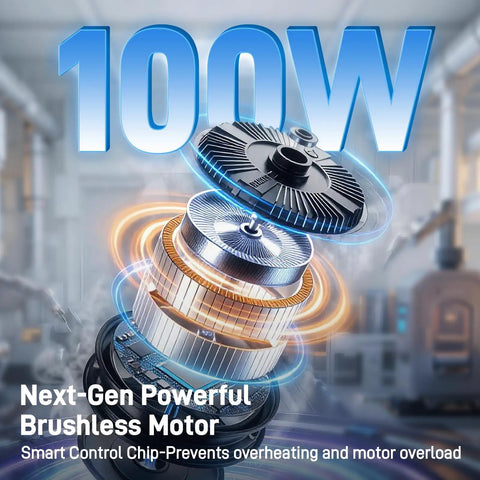 Exploded view of the 100W brushless motor showcasing advanced design features for Heavy Duty Solder Fume Extractor.