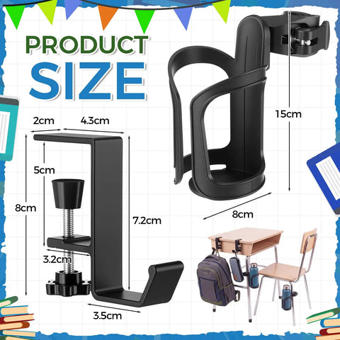 24 Piece Classroom Water Bottle Holders And Backpack Hooks Outfit Your Desks No Drill Bulk Organizer For Students sizes shown