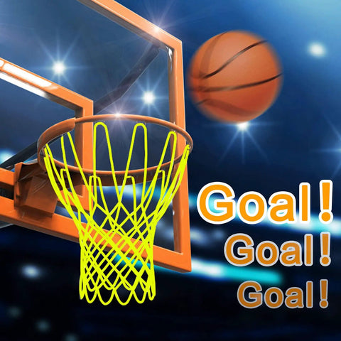 Glow Nightlight Basketball Net For Outdoor Courts Sun Powered Luminous Nylon Net Fits Standard 21 Inches Rims With 12 Loops